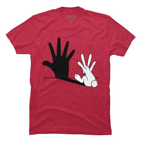 Men's Design By Humans Rabbit Hand Shadow By Mobii T-shirt : Target