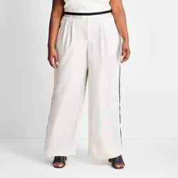 Women's Plus Size Wide Leg Trousers - Future Collective™ with Kahlana Barfield Brown Cream 4X