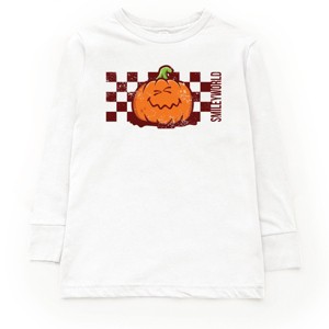 The Juniper Shop SmileyWorld Pumpkin Face Checkered Youth Long Sleeve Tee - 1 of 4
