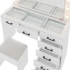 White Linen Particleboard with Tricot 7 Drawers with 12 Tri-color Dimmable Bulbs Plugs Glass Top Dressing Table Set - 2 of 4