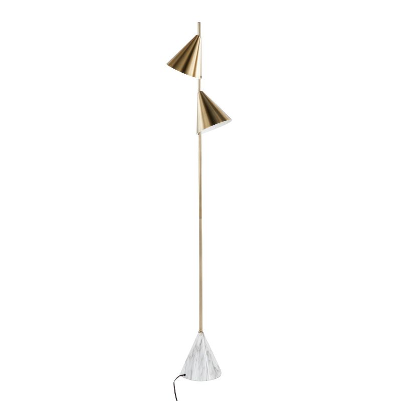 LumiSource Cone 65&#34; Glam Metal Floor Lamp in Brushed Gold Metal with White Faux Marble Metal Base, 4 of 11