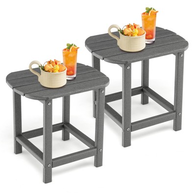 Tangkula 2PCS 18" Patio Adirondack Side Table Coffee Table Weather Resistant HDPE Garden Yard