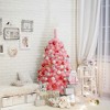 Resenkos 4.5-Ft Snow Flocked Pink Artificial Christmas Tree with Metal Stand - Pink - 2 of 4