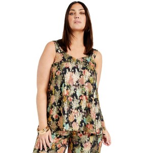 June + Vie by Roaman's Women's Plus Size V-Neck Swing Tank - 1 of 4