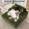 Oversized Corduroy Chaise Lounge Chair with Charging Station, Cup Holders & Pillows,Comfy Sleeper Sofa for Living Room,Apartments - 2 of 4