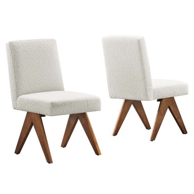 Modway Lyra Boucle Fabric Dining Room Side Chair - Set of 2