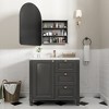 Wooakway 24 x 36 Inch Arch Framed Recessed Medicine Cabinet Wall Mounted Bathroom Vanity Mirror with Shelves, Black - 3 of 4