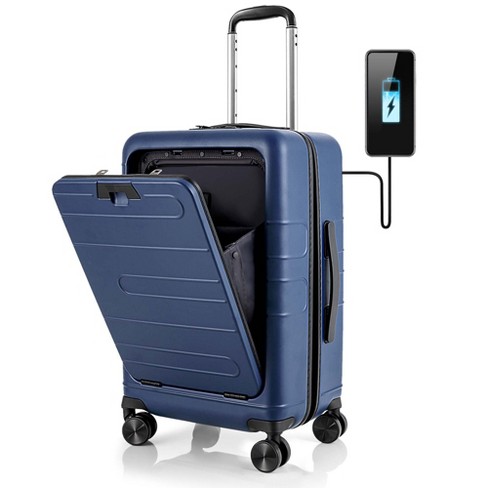 VERAGE 14 in. Blue Spinner Carry On Underseat Luggage with USB