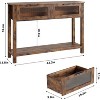 Entryway Table, Wood Console Table with 2 Glass Drawers, 2 Tier Sofa Table with Storage for Living Room, Foyer Tables for Entryway-Rustic Brown - 3 of 4
