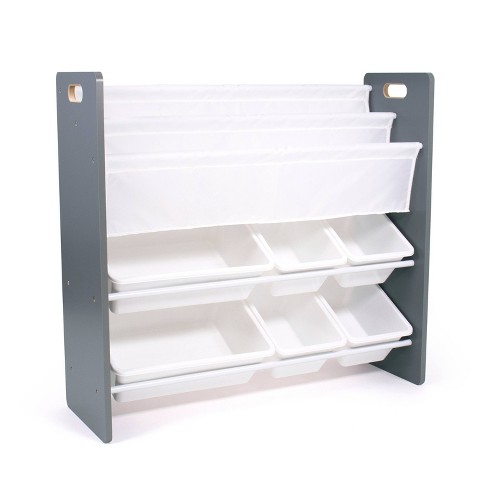 Read N Play 6 Bin Kids' Organizer & 2 Tier Bookrack White - Humble