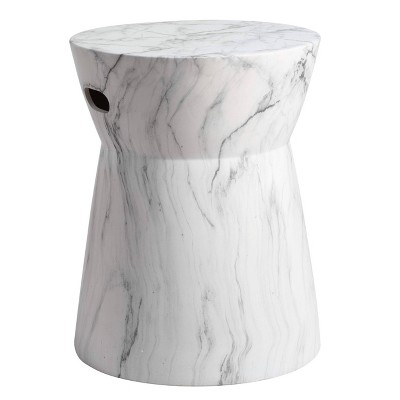 Balboa Marble Garden Stool - White/Black Marble - Safavieh