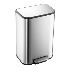 Stainless Steel Trash Can 3.2 Gal/12L with Lid, Step-On Pedal and Inner Bucket, Rectangular Design for Kitchen Office Living Room - 1 of 4