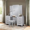 Kumasinova Modern Glam Ottoman Stool, Button-Tufted Faux Leather Seat, Acrylic Crystals, Versatile Foot Stool & Vanity Bench - 3 of 4