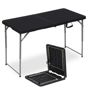SUGIFT 4ft Portable Plastic Folding Tables for Home Garden Office Indoor Outdoor, Black - 1 of 4