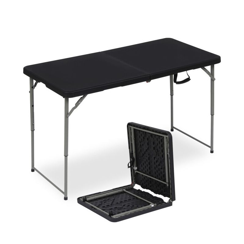 SUGIFT 4ft Portable Plastic Folding Tables for Home Garden Office Indoor Outdoor, Black, 1 of 8