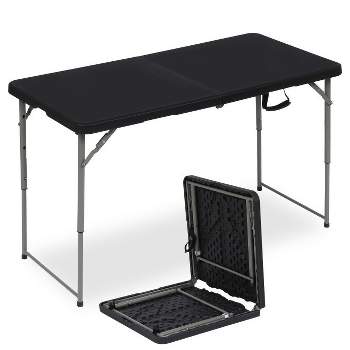 SUGIFT 4ft Portable Plastic Folding Tables for Home Garden Office Indoor Outdoor, Black