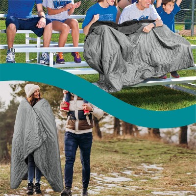 SUN CUBE Large Grey and Black Waterproof Fleece Camping Blanket