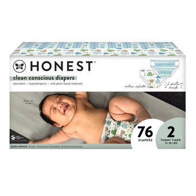 The Honest Company Clean Conscious Disposable Diapers Turtle Time & Dots + Dashes - Size 2 - 76ct
