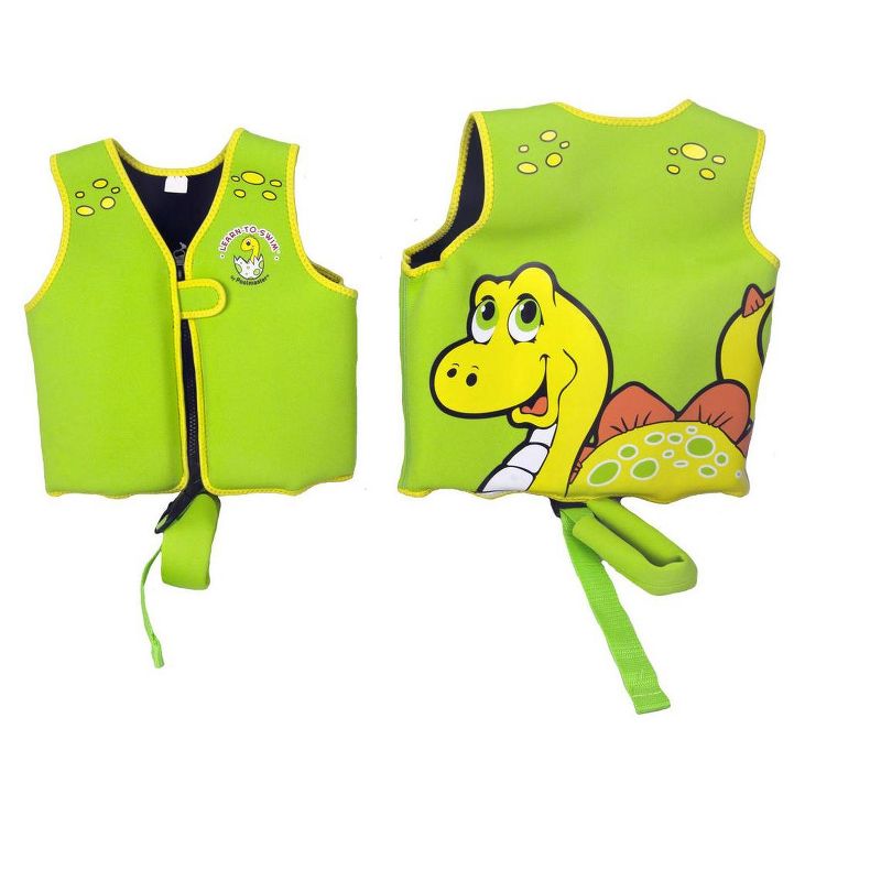 Poolmaster Toddler Smiling Dinosaur Polyester Swim Vest - Green/Yellow - XS, 1 of 3