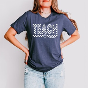 Simply Sage Market S.W.Smiley Teach Checkered Short Sleeve Tee - 1 of 4