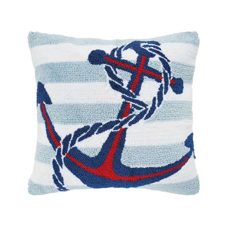 C&F Home Blue Anchor Hooked Throw Pillow, 1 of 3