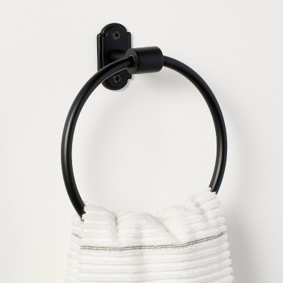 Matte Black Wall Mounted Metal Towel Ring