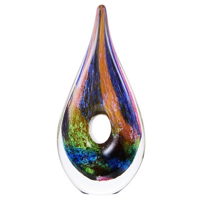Luxury Lane Hand Blown Abstract Hollow Tear Drop Sommerso Art Glass Sculpture
