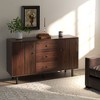 NicBex 2-Door Sideboard Cabinet with 3 Drawers Farmhouse Buffet Cabinet with Storage and Wood Legs for Kitchen,Living Room,Brown - 2 of 4