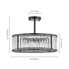 Rennnsan Jonnelle 16"W 4-Light Drum Crystal Modern Glam Dimmable Semi Flush Mount in Black - 3 of 4