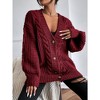Womens Oversized Cardigan Sweaters Fall Winter Lightweight Knit Cardigan Open Front Button Coats - 4 of 4