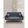 CAVINAS American Retro Velvet Upholstered Loveseat Sofa, Modern Convertible Sofa, Velvet Couch for Living Room, Bedroom, Office - 4 of 4