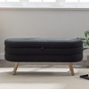 VYNXARIA-Velvet Black Fabric Storage Bench with Wood Legs For Living Room Bedroom Indoor - 2 of 4