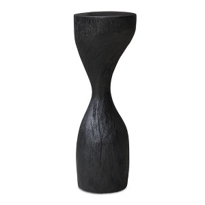 Uttermost Mattison Drink Table-Unconventional Teakwood Hourglass with Black Glossy Top - 1 of 4