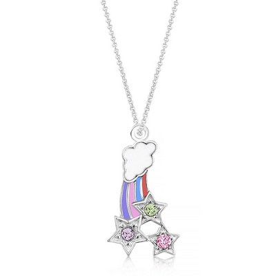 Chanteur Hypoallergenic Kids Jewelry Accessories Rainbow Star Crystal White Gold Palladium Plating Necklace Pendant