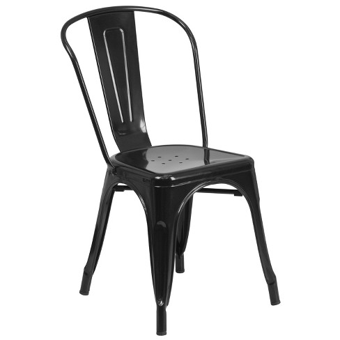 Flash Furniture Commercial Grade Black Metal Indoor Outdoor Stackable Chair