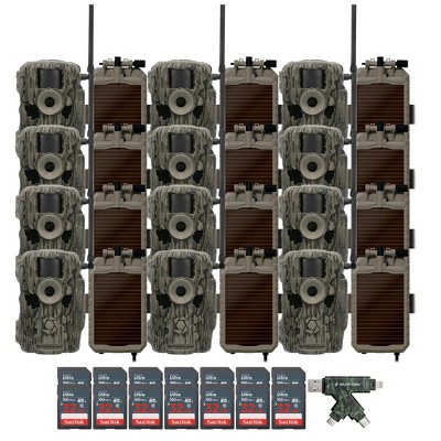Stealth Cam (Twelve) Fusion MAX Dual Sim 36MP Trail Camera with Solar Battery Pack Camera Holder 32GB Memory Card and Card Reader