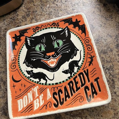 Tabletop Scaredy Cat Dessert Plates Ceramic Halloween Dishes Platter 37230  Cat 