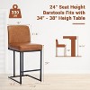 24" Counter Height Bar Stools, Modern PU Leather Barstools with Back and Metal Legs for Kitchen Island, Upholstered Bar Chairs, Dark Grey - 2 of 4