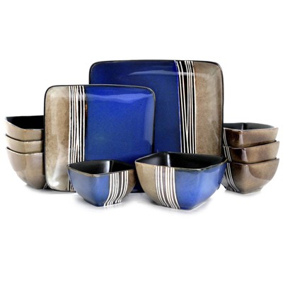 Blue square dinnerware sale