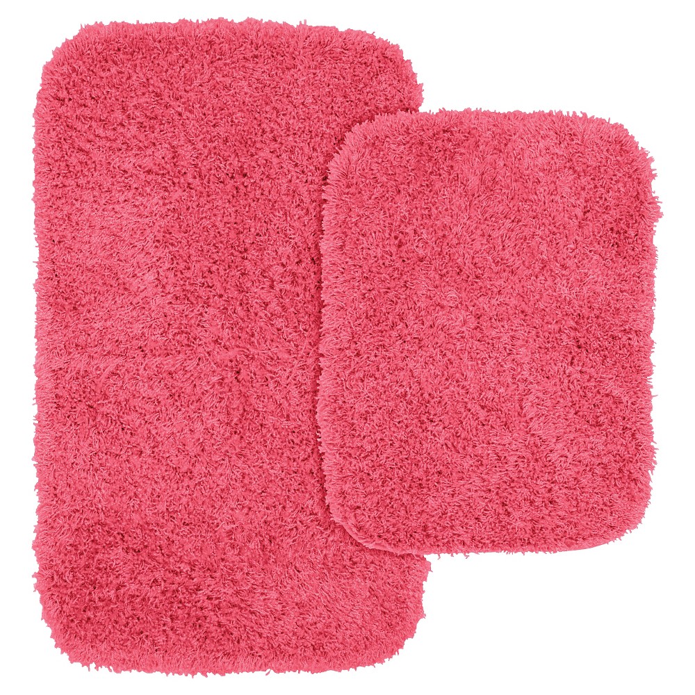 Photos - Bath Mat 2pc Jazz Shaggy Washable Nylon Bath Rug Set Pink - Garland