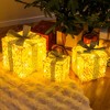 Tangkula Set of 3 Christmas Lighted Gift Boxes Pre-lit 90 LED Light Up Present Box Decorations with Bows and Plug - 2 of 4