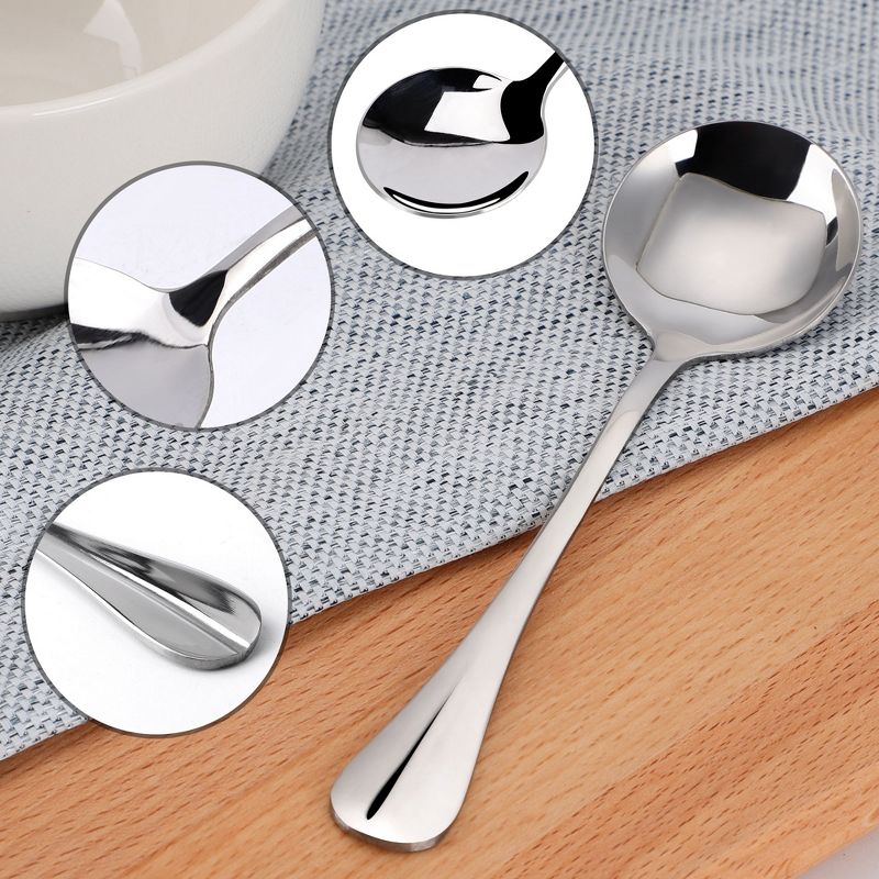 Unique Bargains Household Kitchen Tableware Stainless Steel Coffee Porridge Spoons 6.7 Inch Silver Tone 8 Pcs, 5 of 9
