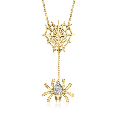 Ross-Simons 18kt Gold Over Sterling Spider Web Necklace With Diamonds