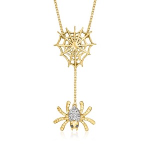 Ross-Simons 18kt Gold Over Sterling Spider Web Necklace With Diamonds - 1 of 2