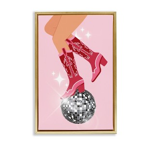 Stupell Industries Balancing Disco Cowgirl Black Framed Floater Canvas Wall Art - 1 of 4