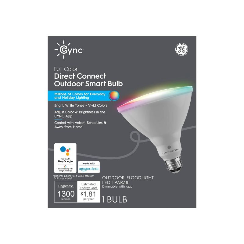 GE CYNC Smart Outdoor Color Changing Floodlight Bulb, 4 of 10
