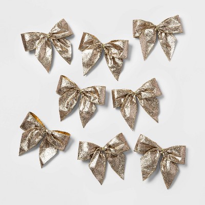 8ct 4.5in Glitter Bow Champagne - Wondershop™