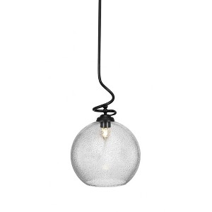 Toltec Lighting Capri 1 - Light Pendant in  Matte Black with 13.75" Smoke Bubble Shade - 1 of 1