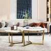 Nesting Coffee Table Round Sofa Side Table Modern Center Table with White Marbling Top & Gold Base-ModernLuxe - 2 of 4