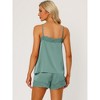 Allegra K Women's Satin Solid Lace Trim Cami Tops with Shorts Lounge Sleepwear Pajama Set - 3 of 4